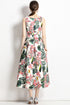 Enthralling & Captivating Vintage Floral Printed Flared, A-Line Formal, Cocktail, Wedding Guest, Party Quinceanera Dress